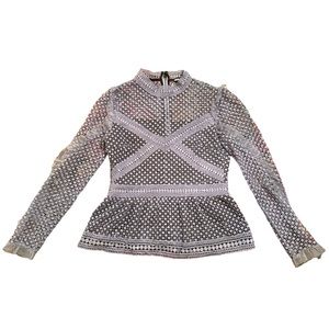 INA eyelet lace mock neck blouse